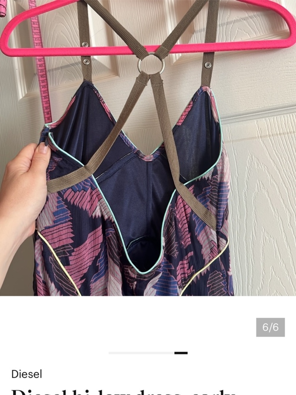 Diesel High-low Dress with Pink/Purple Print and pastel cord Trim